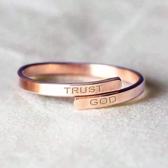 Trust God, Rose Gold Color Adjustable Ring - Picture 1 of 3